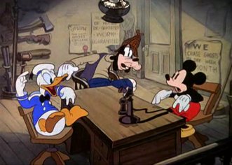 Donald Duck, Goofy and Mickey Mouse (Lonesome Ghosts, 1937)